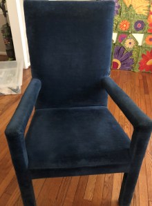 Blue velvet "free" chair